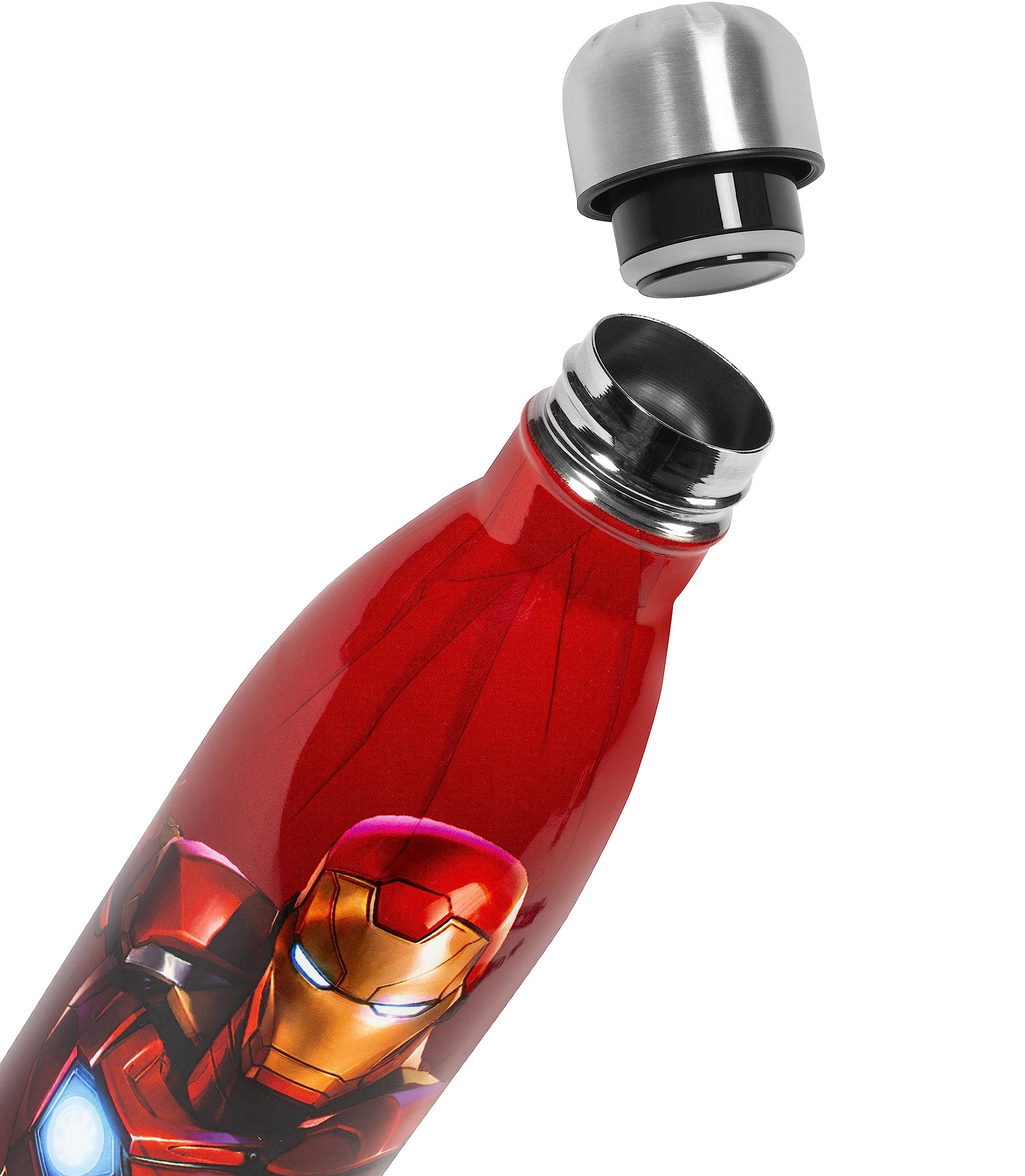 Borraccia Supereroi Capitan America Iron Man - Bottiglia Pop-Up 450 Ml BPA Free Con Tracolla Per Bambini - Foto 4