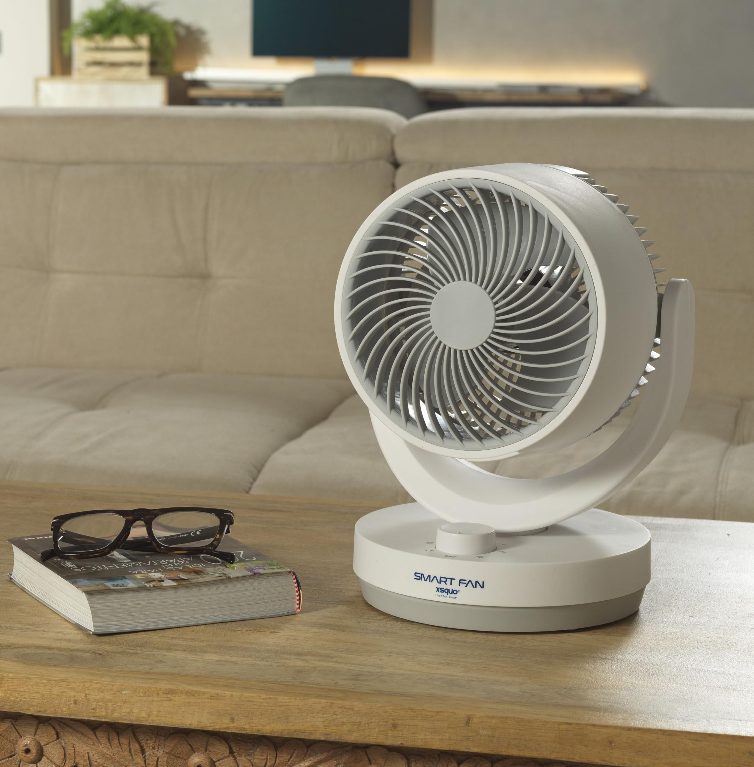 XSQUO Useful Tech Smart Fan, ventilatore da tavolo silenzioso, portatile, intelligente per casa, ufficio, camera da letto, soggiorno, cucina, sala da pranzo, comodino