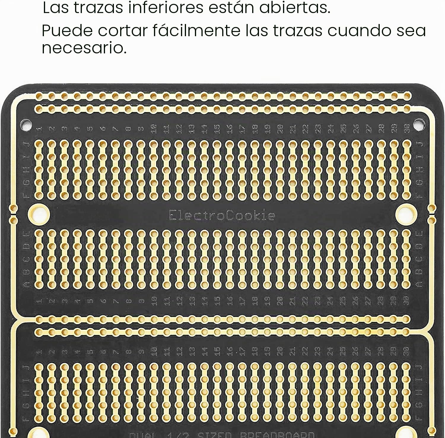 ELECTROCOOKIE Kit de placa prototipo PCB grande soldable para proyectos electrónicos compatibles con proyectos de soldadura Arduino, chapado en oro (paquete de 6, negro)