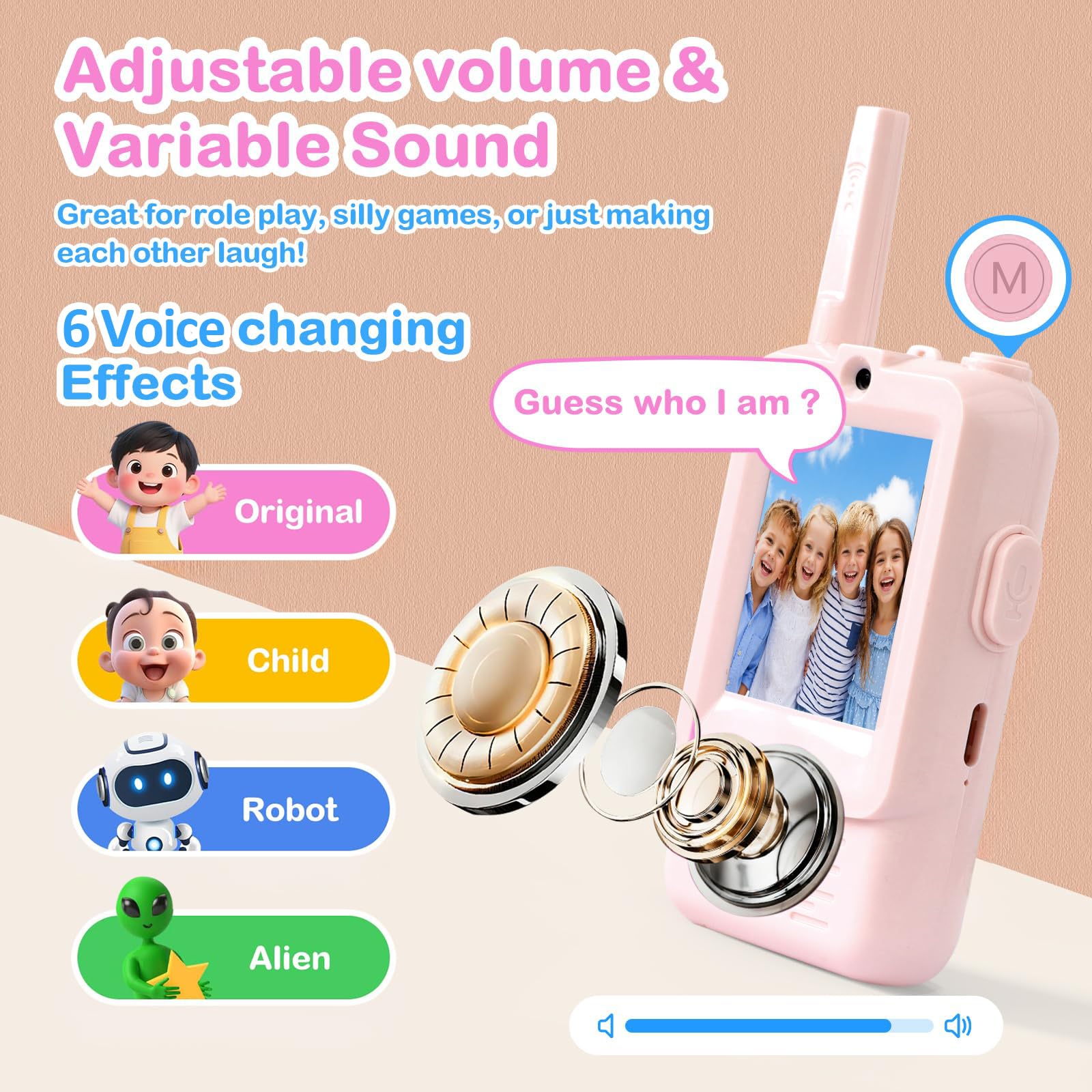 Kangtaixin HD Video Walkie Talkie Kinder, 2er Set Walkie Talkie Kinder Aufladbar, Geschenk Mädchen Junge 3 4 5 6 7 8 Jahre Spielzeug Junge und Mädchen, Walki Talki für Abenteuer im Freien (Blau+Rosa)