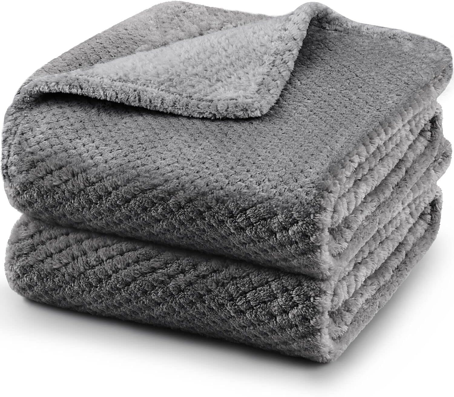 2PCS Dog Blanket Cat Blanket, 70 x 100 cm Thick Washable Soft and Warm Pet Blankets for Small and Medium Dogs & Cats (Grey)