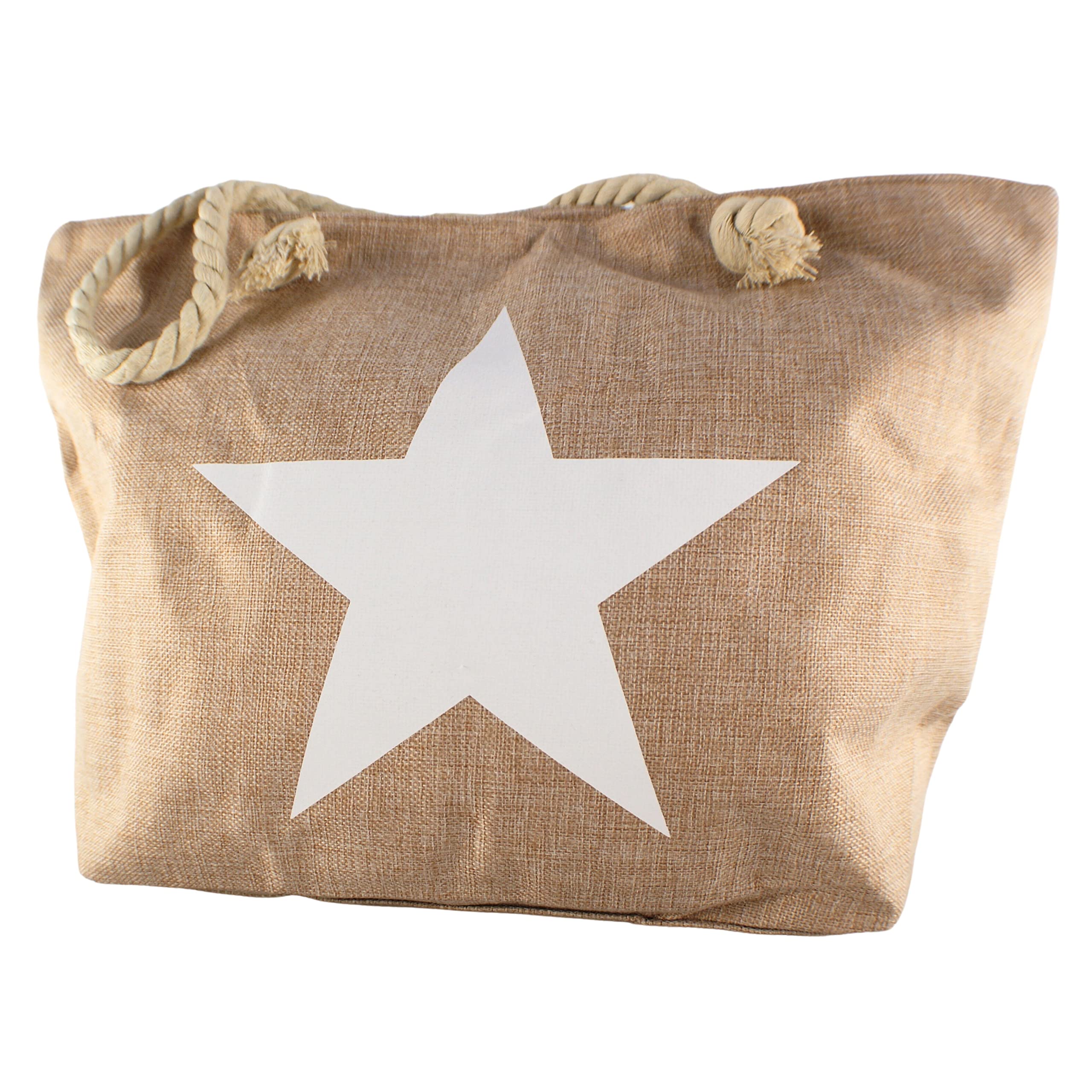 Ropo22 Bolsa De Playa y Piscina De Lona Con Cremallera, Forro Antiarena, Waterproof. Bolso Grande Con Bolsillo Interior y Asas De Cuerda Para Playa, Piscina, Gimnasio. Bolsos de Mujer.