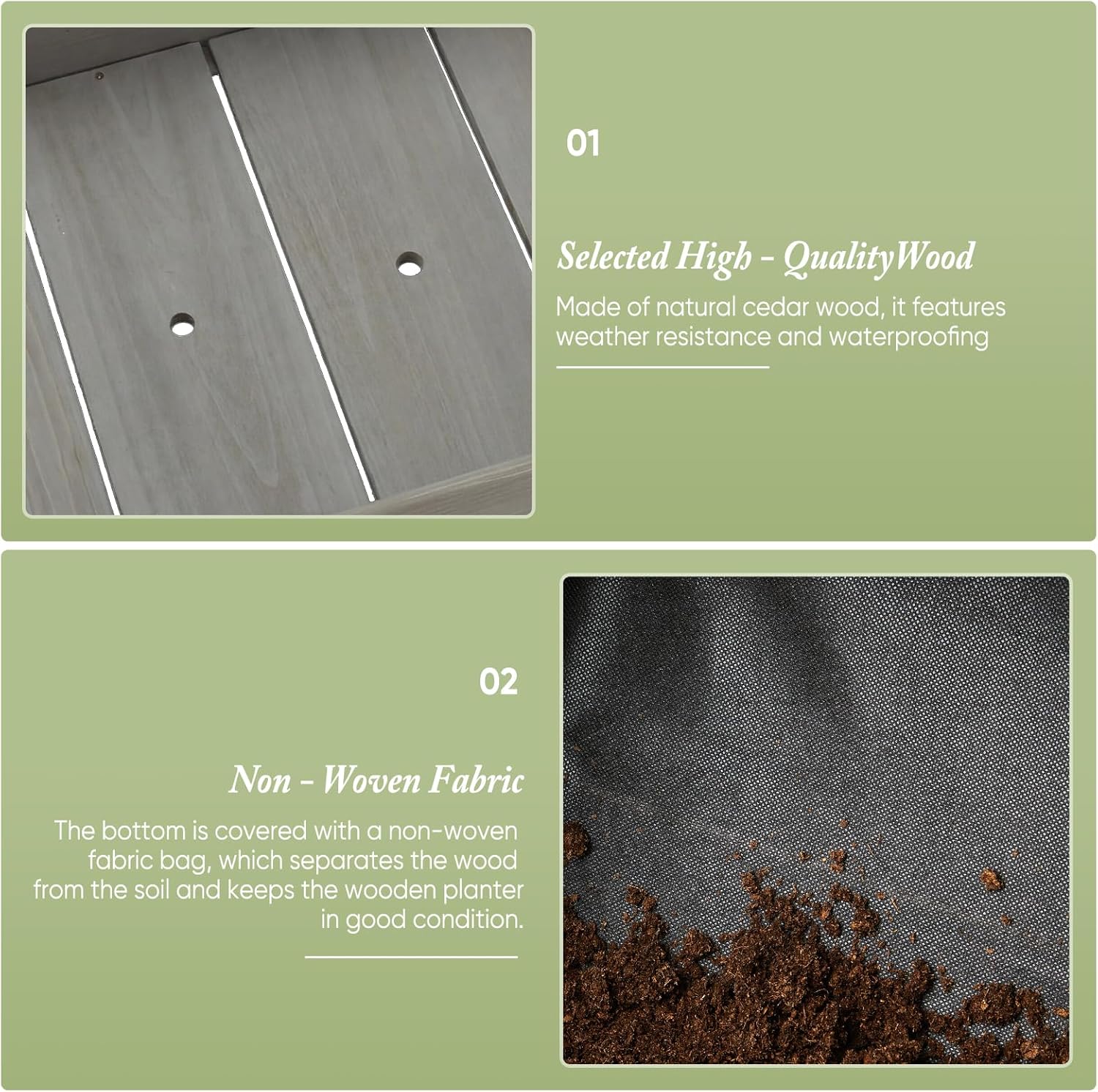 DUMOS Raised Garden Bed with Legs, 34x18x30 Inch Planter Box Outdoor with Liner for Herbs Flowers Vegetables, Elevated Wooden Garden Bed for Patio, Balcony and Backyard, Dark Grey