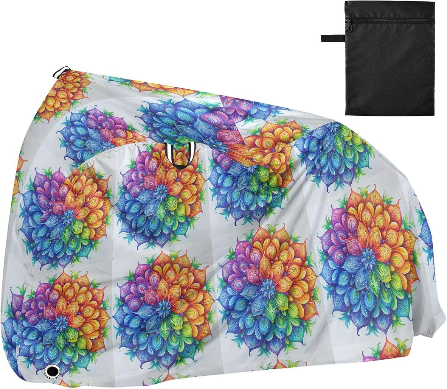 ALAZA Mandala Rainbow Bike Cover Waterproof Outdoor Ebike Bicycle Covers Tarp Protection for 1/2 Bikes, Sun UV Dust Wind Proof