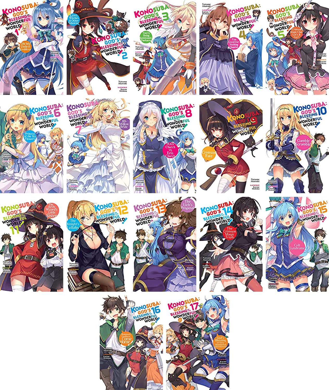 Konosuba: God's Blessing on This Wonderful World! Vol. 1-17 Complete Light Novel Set by Natsume Akatsuki