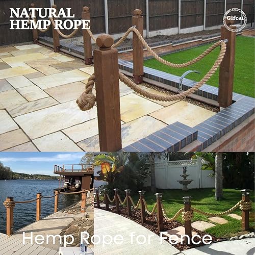 Miniatura 5 de Cuerda de cáñamo gruesa natural (1.2 x 50) cuerda de manila trenzada para adultos de tirón de guerra, cama columpio de porche al aire libre,