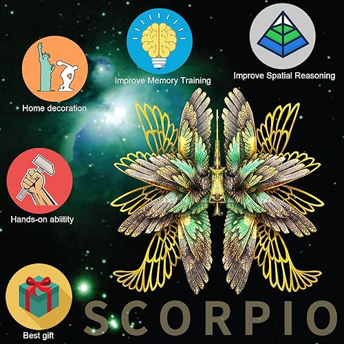 Miniatura 2 de Piececool Kits de construcción de modelos de metal 3D, serie de 12 constelaciones, modelo de grúas de deseos de Escorpio, kits de manualidades,