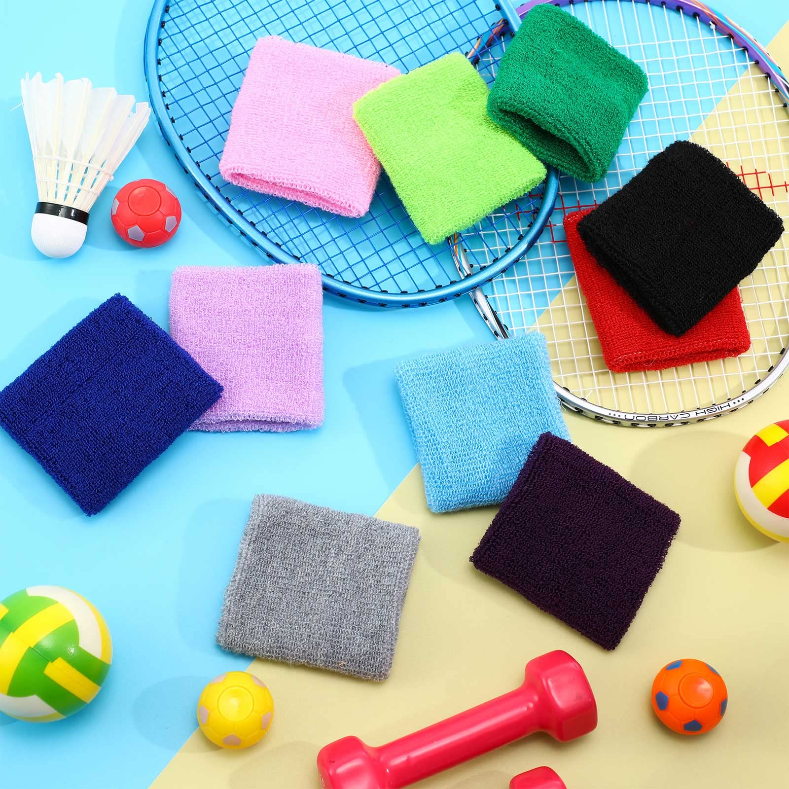 50 paia di fasce per il polso in cotone, assorbenti per sport e sport, per polsi, in spugna, per uomini, donne, tennis, pallacanestro, baseball, corsa, palestra, allenamento