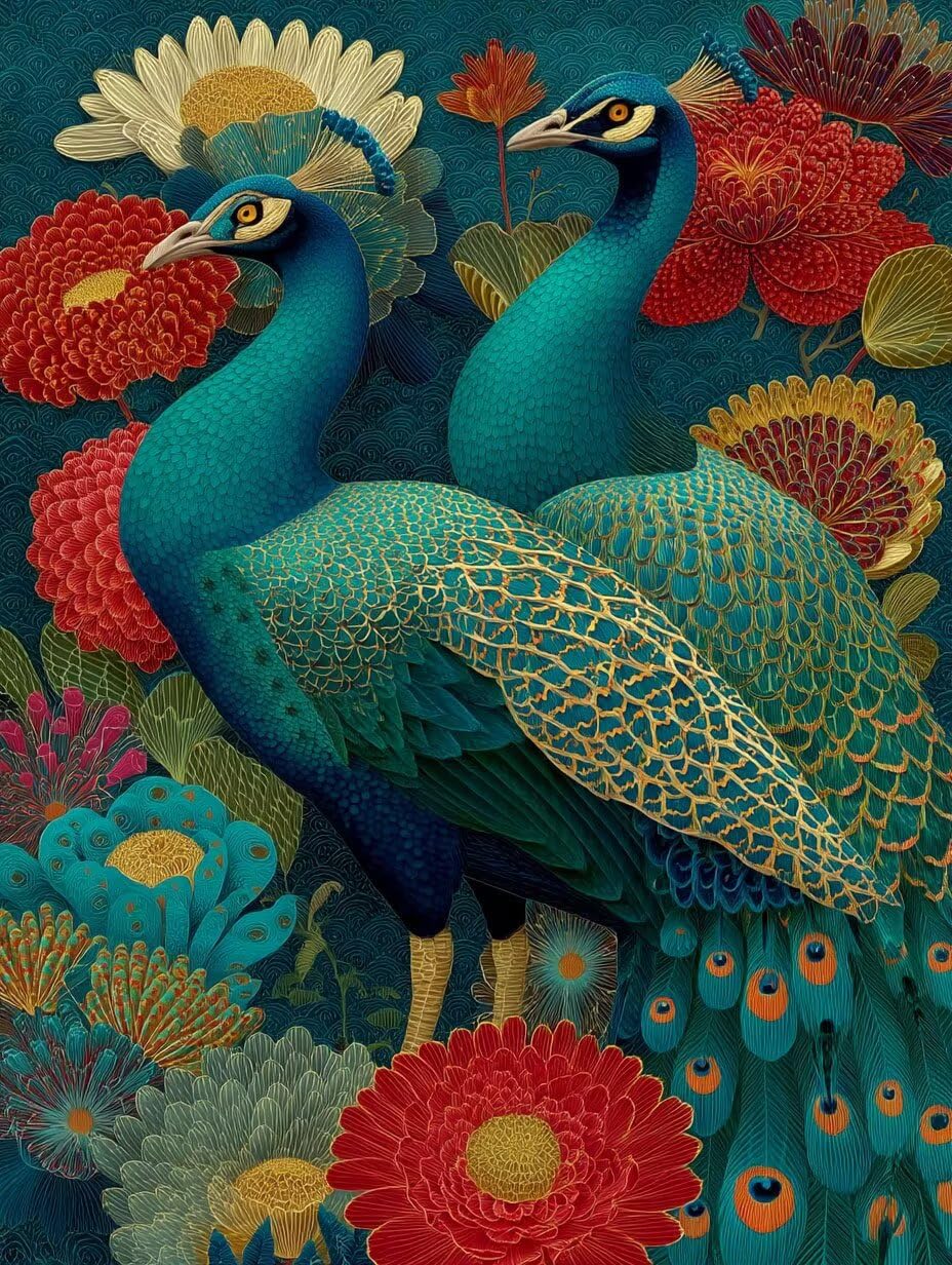 Puzzle de 2000 para Adultos, Pavo Real De Flores, Clásicos YHPGL7-370