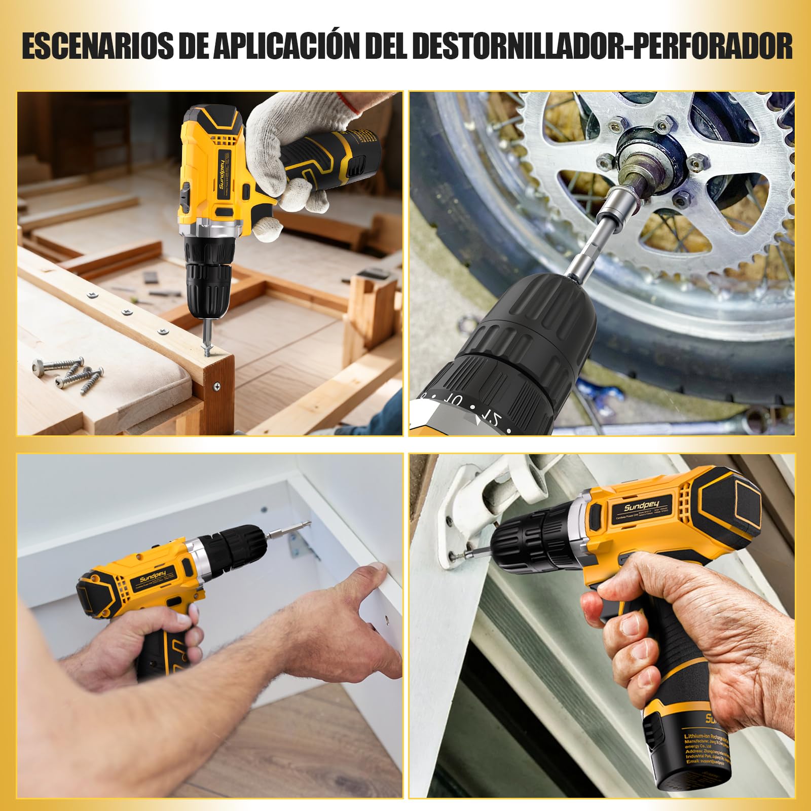 Sundpey Caja Herramientas 166 Piezas con Taladro Atornillador Inalámbrico 12V, Juego Herramientas Eléctricas y Manuales con Batería y Cargador, Estuche Portátil para Reparaciones Hogar, Bricolaje