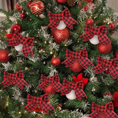 Miniatura 6 de MuRealy Cinta de borde con alambre, cuadros negros y rojos, 10 yardas y 2.5 pulgadas, cinta de poliéster con alambre, cintas decorativas para