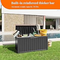 Vista 7 de 90 Gallon Resin Deck Box, Lockable Patio Outdoor Storage Box for Furniture, Garden Tools and Tools Storage, Waterproof Outside Storage Box - Black