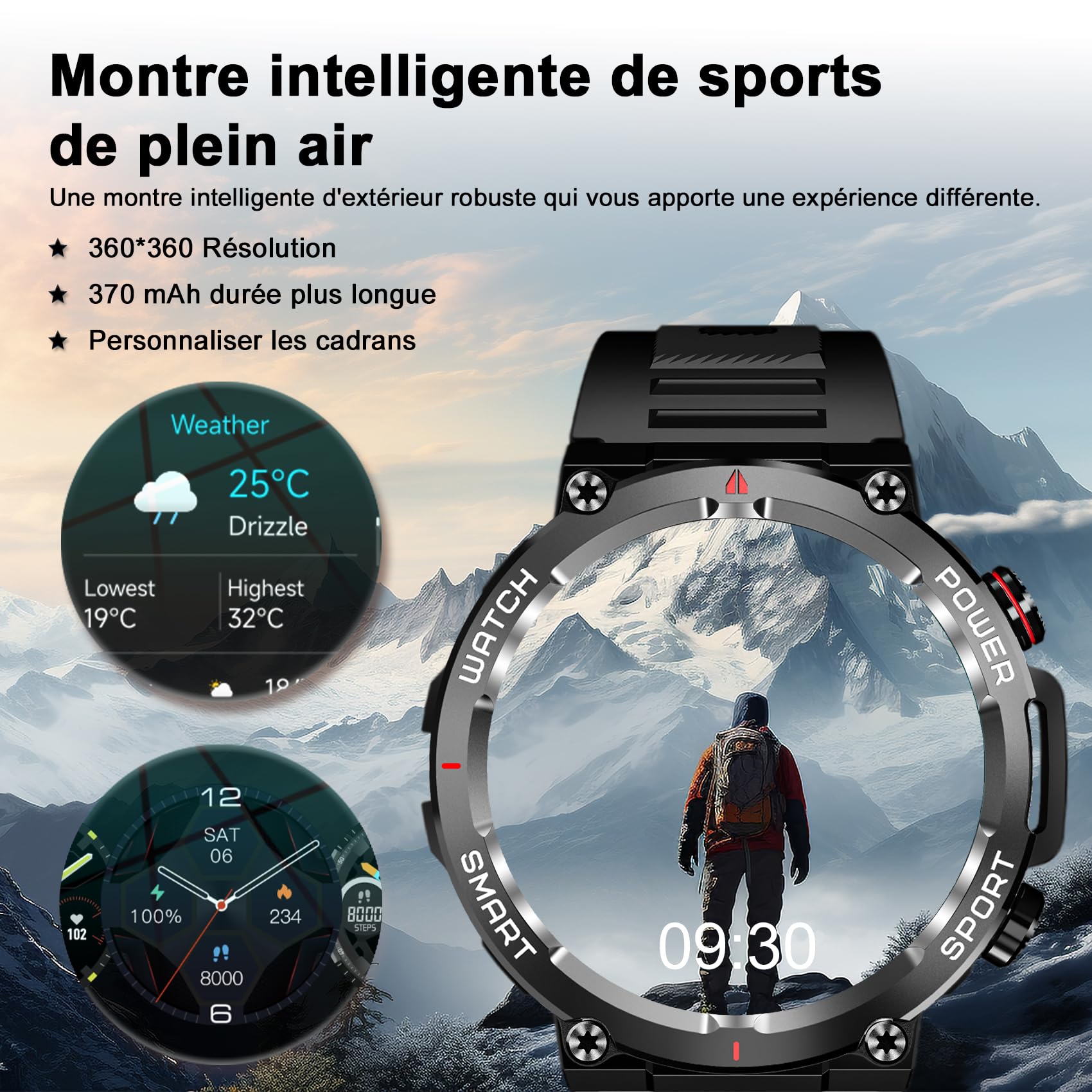 Blackview Montre de Fitness 1,39 Pouces pour Hommes et Femmes avec Saturation en oxygène du Sang et Surveillance du Sommeil, 100 Modes Sportifs, étanchéité IP68 (Disponible pour iOS et Android).
