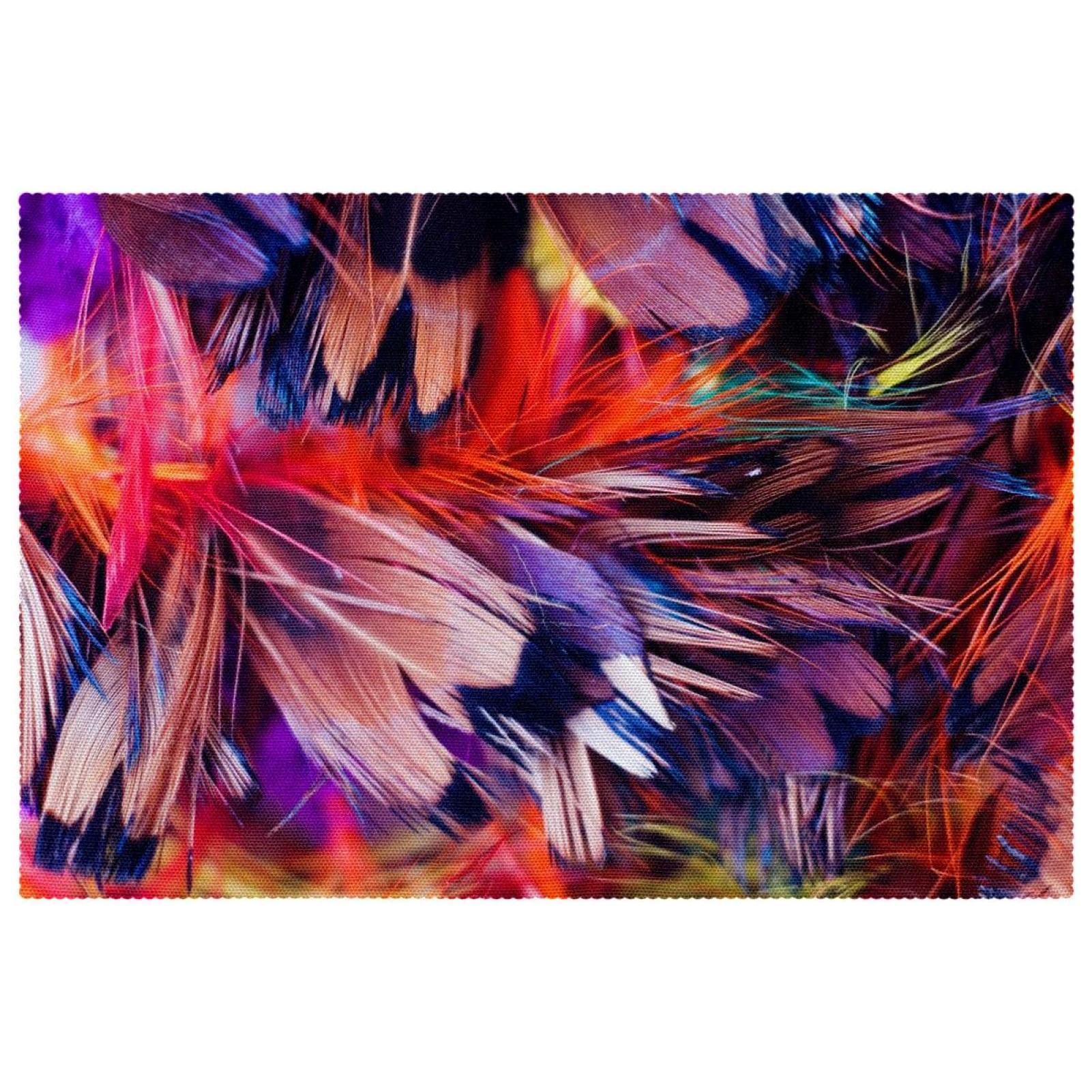 Sets de table en plumes colorées x6 antidérapants pour repas 30x45 cm