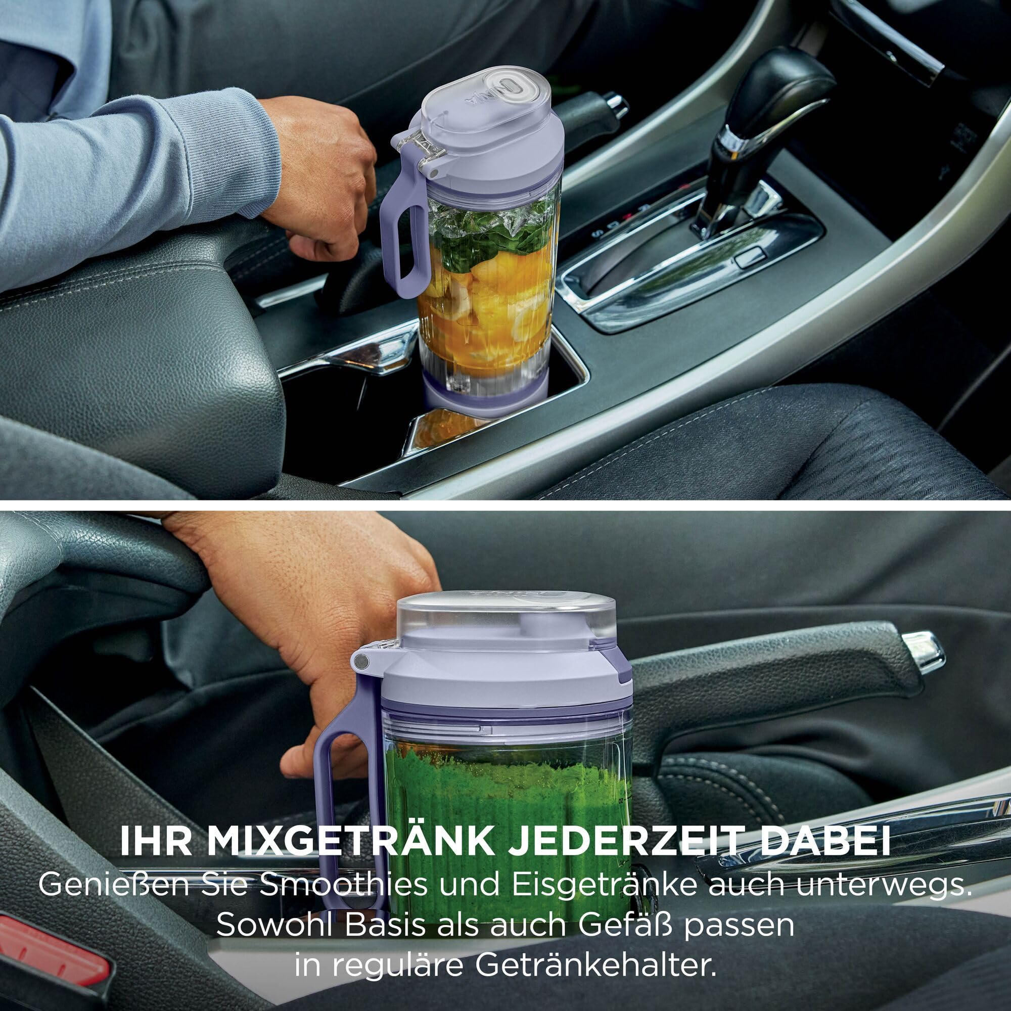 Ninja Blast Max Tragbarer Mixer/Blender/Smoothie Maker, 2 x 570 ml, wiederaufladbar, Mixbecher & auslaufsicherer Deckel, 3 Funktionen, Smoothies, Proteinshakes, Lavendel/Silber BC251EULS