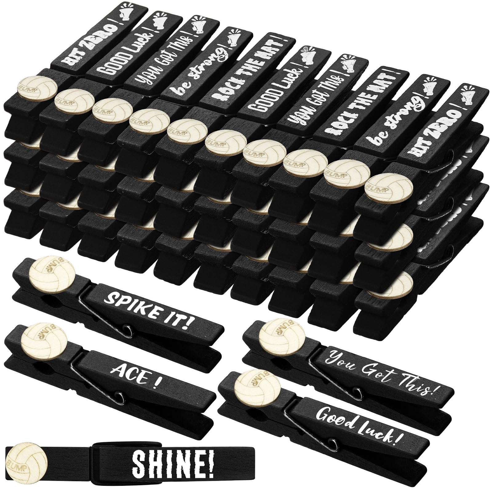 Kigeli 30 Pcs Volleyball Spirit Clips Cheer Pins Cheerleader Gifts Clothes Pins for Volleyball Team Cheer Gifts Stuff Party Favors Supplies Accessories Bulk for Backpacks Competition Glittered