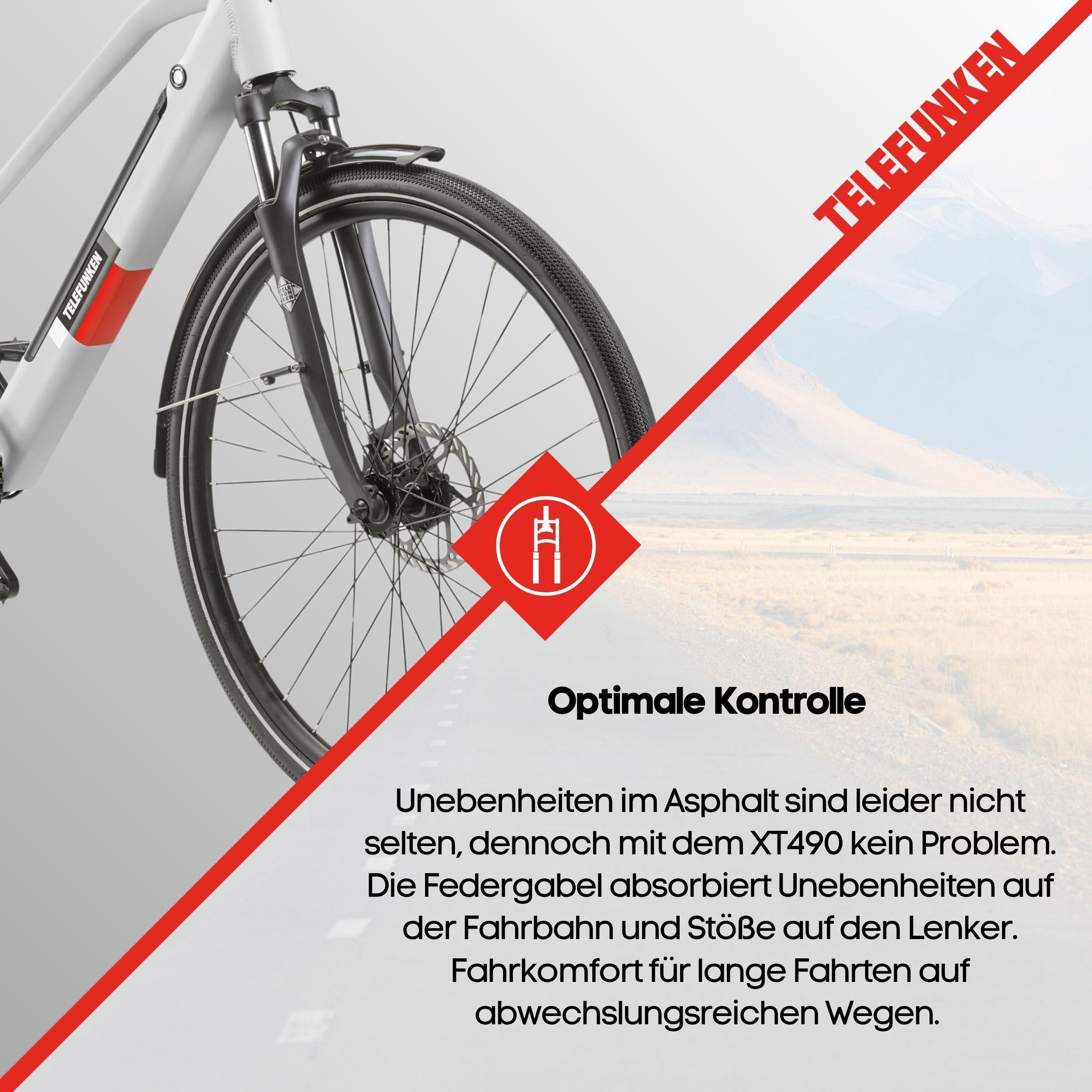 TELEFUNKEN E-Bike 28 Zoll Fahrrad | Trekking Pedelec mit 8-Gang Kettenschaltung & Scheibenbremsen | 250 W Heckmotor & integriertem 417,6 Wh Li-Ion-Akku | inkl. Panzerkabelschloss
