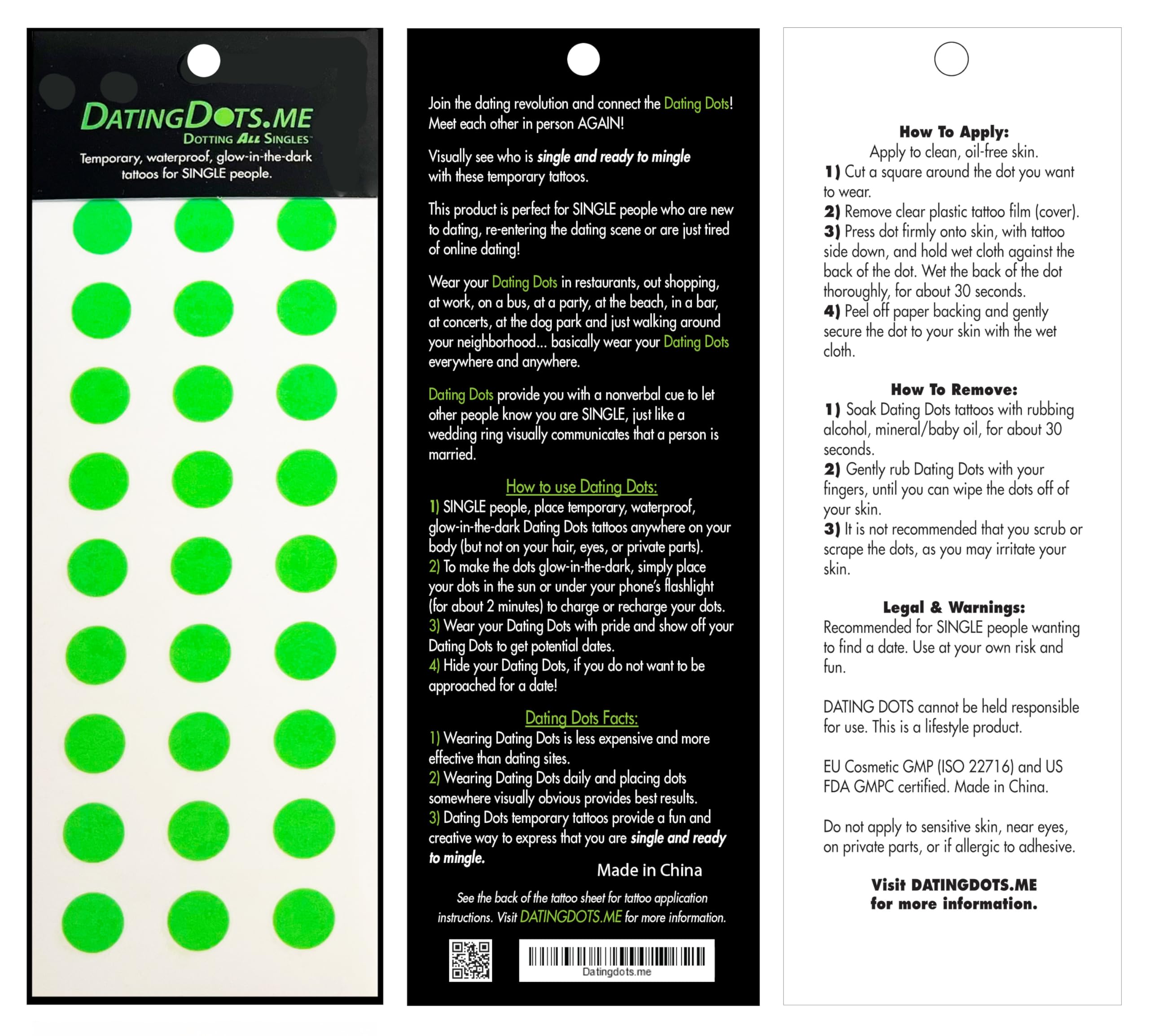 Dating Dots New Fun Game to Meet Singles with Temporary Tattoos | Effective Ice Breaker for Dating | Waterproof, Glow in the Dark | Unique Party Game for Singles