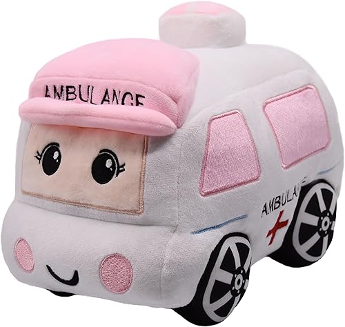 Miniatura 2 de Juguete de Carro de Ambulancia de Peluche Suave Camión Blanco Súper Lindo Peluche Excelentes Regalos para Niños o Fiesta de Cumpleaños 10.6 Pulgadas