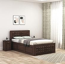 SONA ART & CRAFTS Sheesham Wood Single Size Bed with Box Storage | Solid Wooden Single Size Cot | Single Bed Furniture for Bedroom Living Room Home, Walnut Finish (Assembly Included)