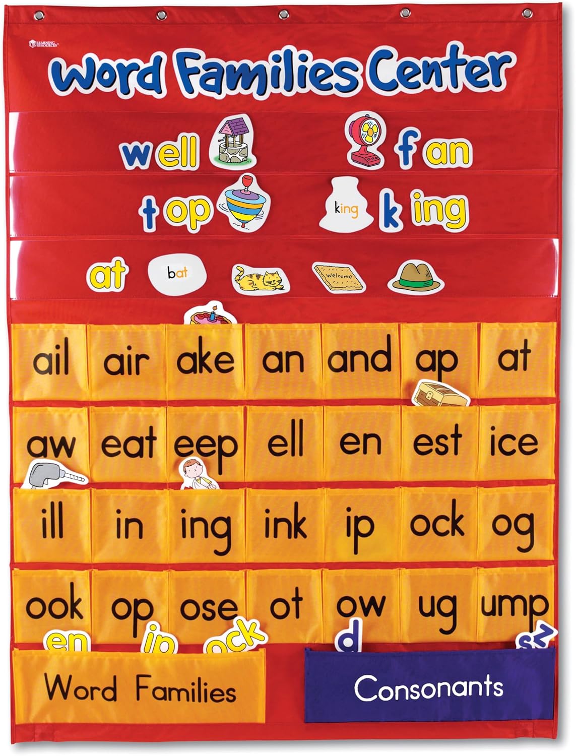 Learning Resources Word Families & Rhyming Center Pocket Chart - Classroom Pocket Charts, Word Families Chart, Phonics for Kindergarten, Building Words Learning Charts
