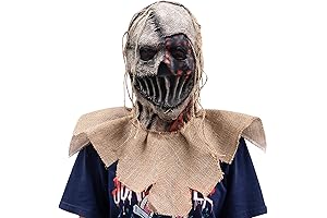Scary Scarecrow Mask, Sinister Halloween Clown Burlap Sack Headgear, Creepy Horror Joker...