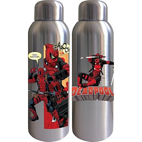 Bioworld Deadpool UV 22oz Stainless Steel Water Bottle, Silver