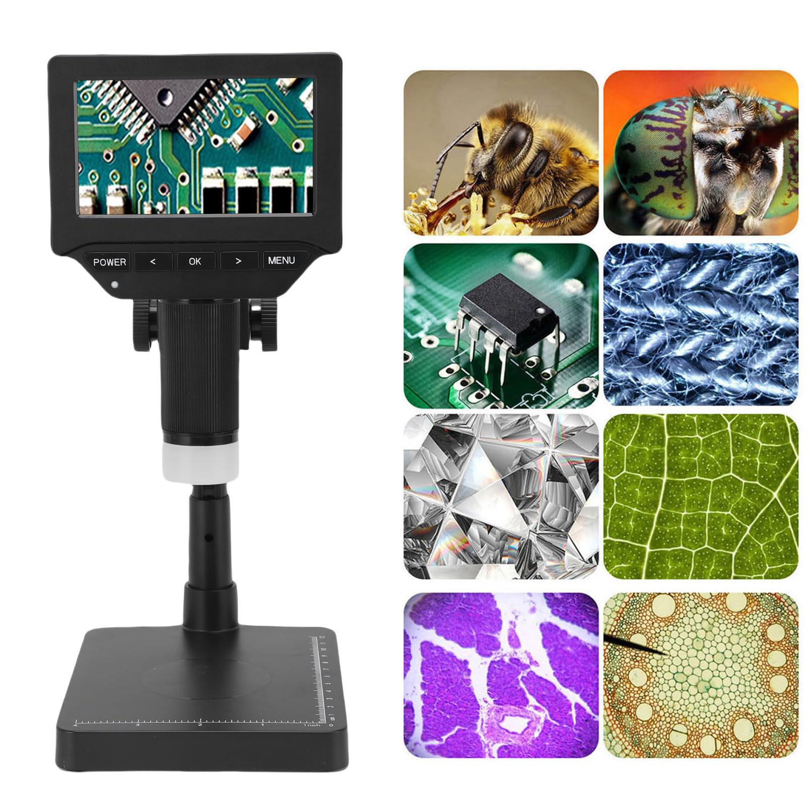 Sxhlseller 3in Microscopio Digitale Ingrandimento 1000x con Luci LED e