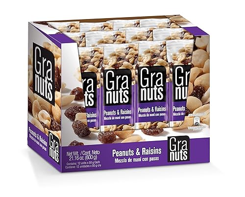 Granuts Cacahuetes y pasas, mezcla clásica de aperitivos, 1.41 onzas (paquete de 12)