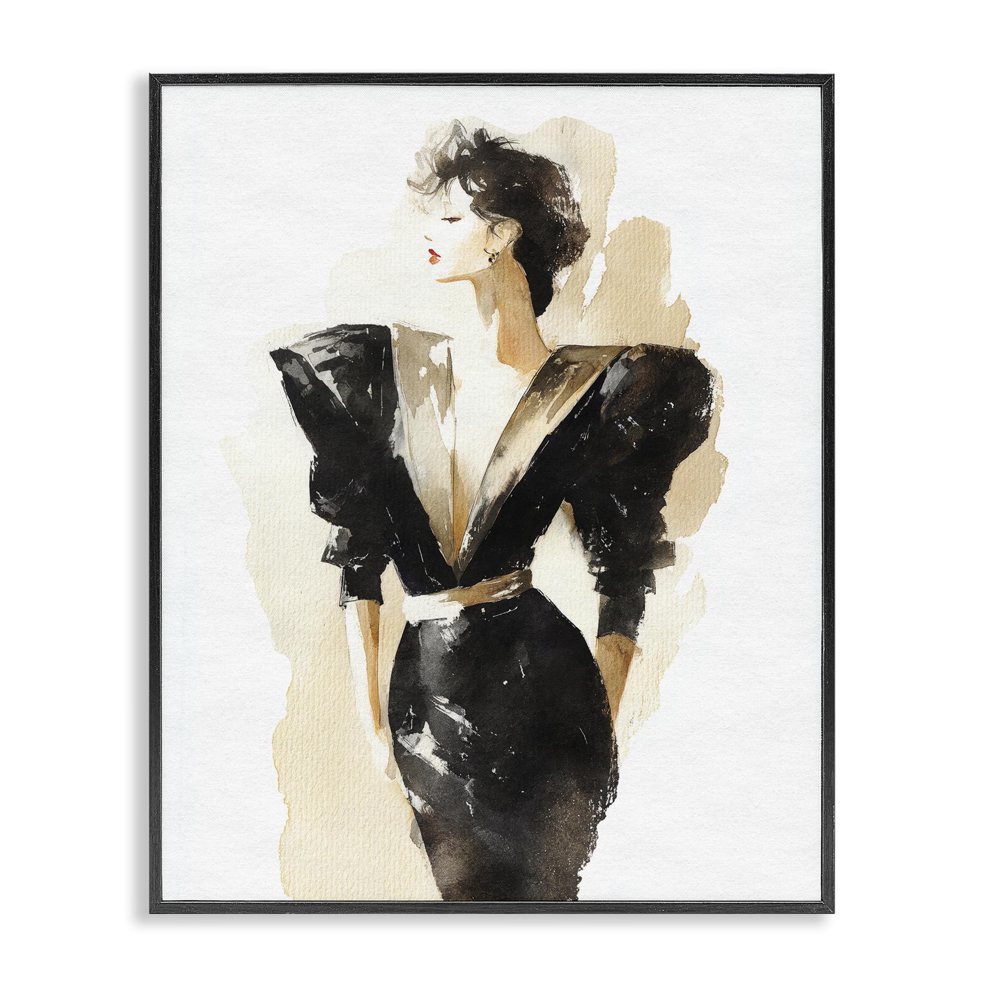 Stupell Industries Glamour Lady Velvet Attitude 'Timeless Velvet Attitude', Framed Giclee Art, Black, 24 X 30 Inches, Easy To Hang And Sturdy, Made In Usa, By Svetlana Aleynikova