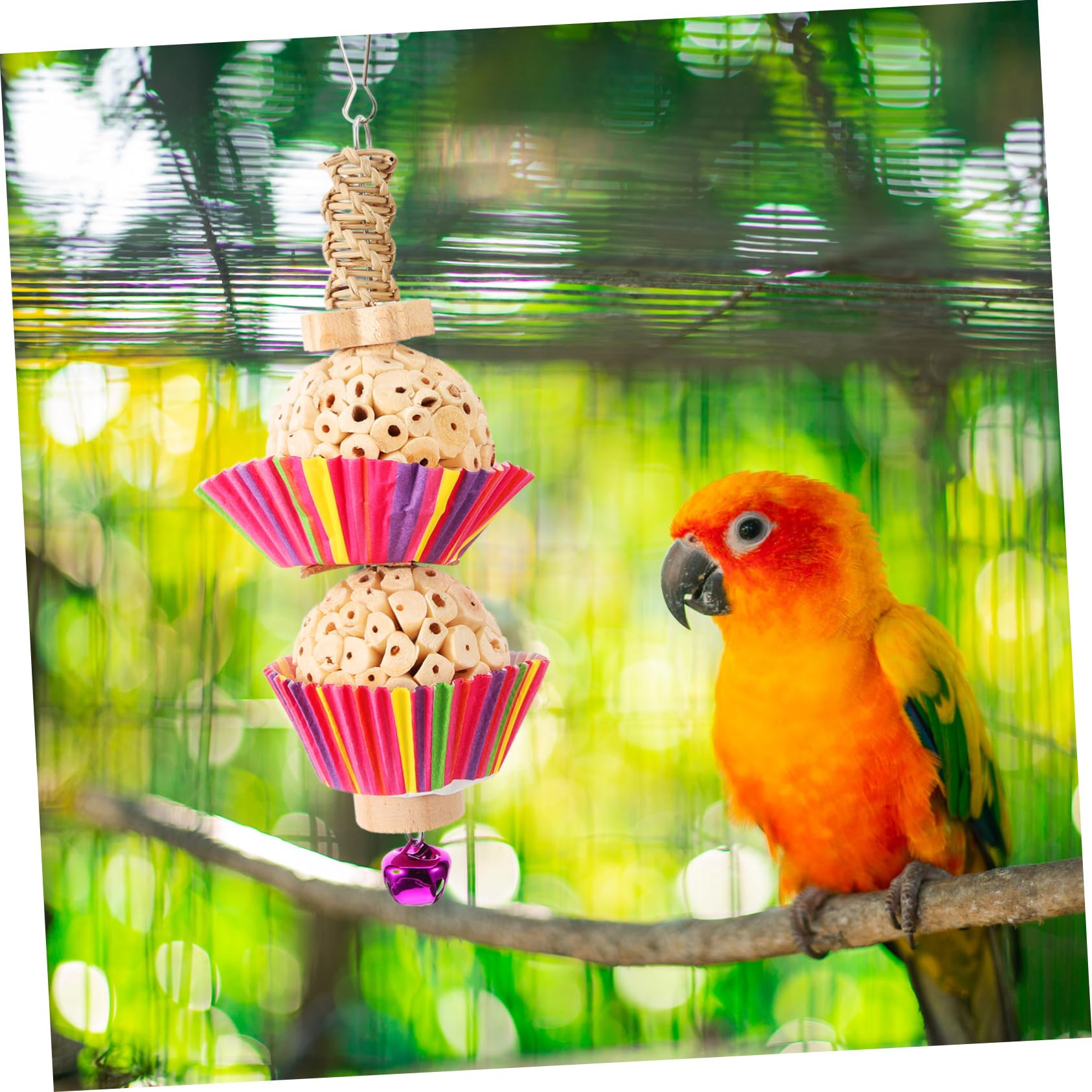 Toyvian Jouet à Mâcher pour Perroquet Jouet à Suspendre pour Oiseaux Balançoire pour Cage