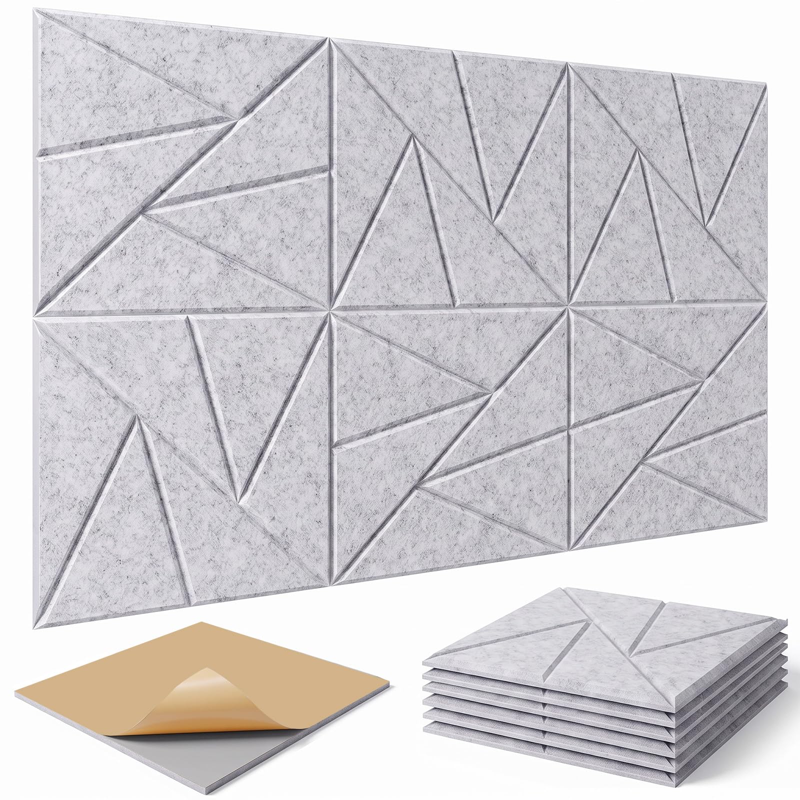 6 Pack Large Pin Board, 36x24 in Square Felt Board with Self-Adhesive Backing & Pins, 6 Pack 30x30cm Cork Board Alternative, Photo Notice Display Board for Wall Office Home School