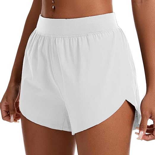 Womens Mid Waisted Dolphin Athletic Shorts for Women Lightweight High Split for Gym Workout with Liner Quick Dry