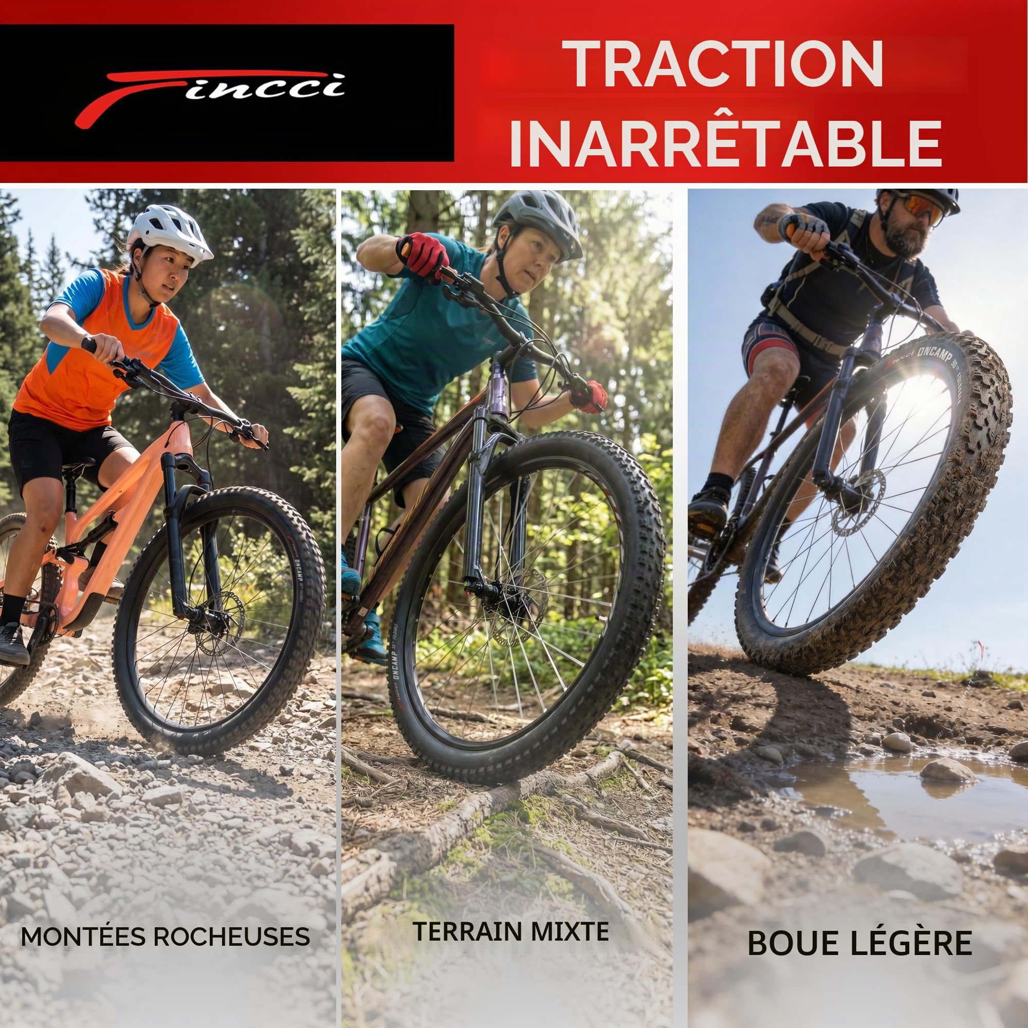 Fincci Velo Pneus VTT 27,5 x 2.10 Pouces - Paire Pliable Pneu Velo 54-584 pour Montagne & De Course & Électrique Bicyclette, Route Bici - Parfaites pour Boue, Sable, Gravier et rochers - Paquet de 2