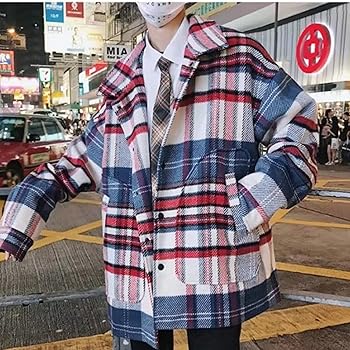 Amazon | [WOOYOO] メンズ チェスターコート ラシャコート チェック柄