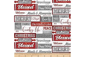 Henry Glass Holiday Homestead Words Fabric by the Yard: Unleash Festive Cheer...
