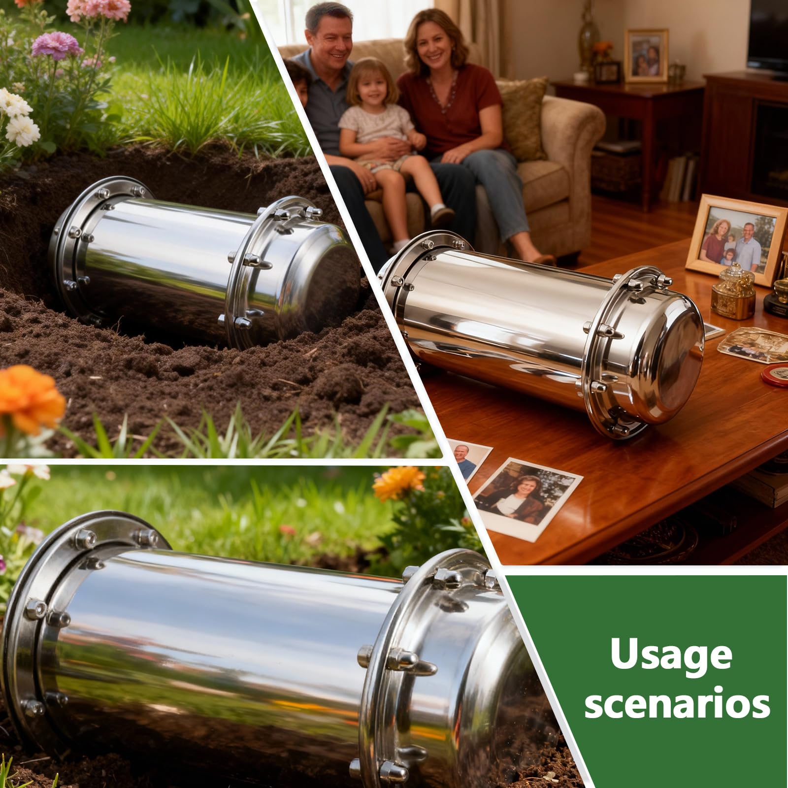 BAIFULAI Time Capsule: 7.3 pulgadas Anti-corrosión Cápsula del tiempo impermeable Boda, Cápsula de acero inoxidable Contenedor para enterrar con cierre duradero, Contenedor de cierre duradero para el