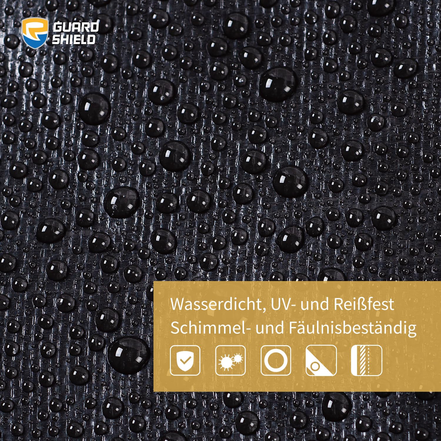 GUARD SHIELD Telone protettivo con occhielli, impermeabile, 4 m x 8 m, nero, 160 g/㎡, multiuso, resistente agli strappi, stabilizzato ai raggi UV, resistente alla muffa