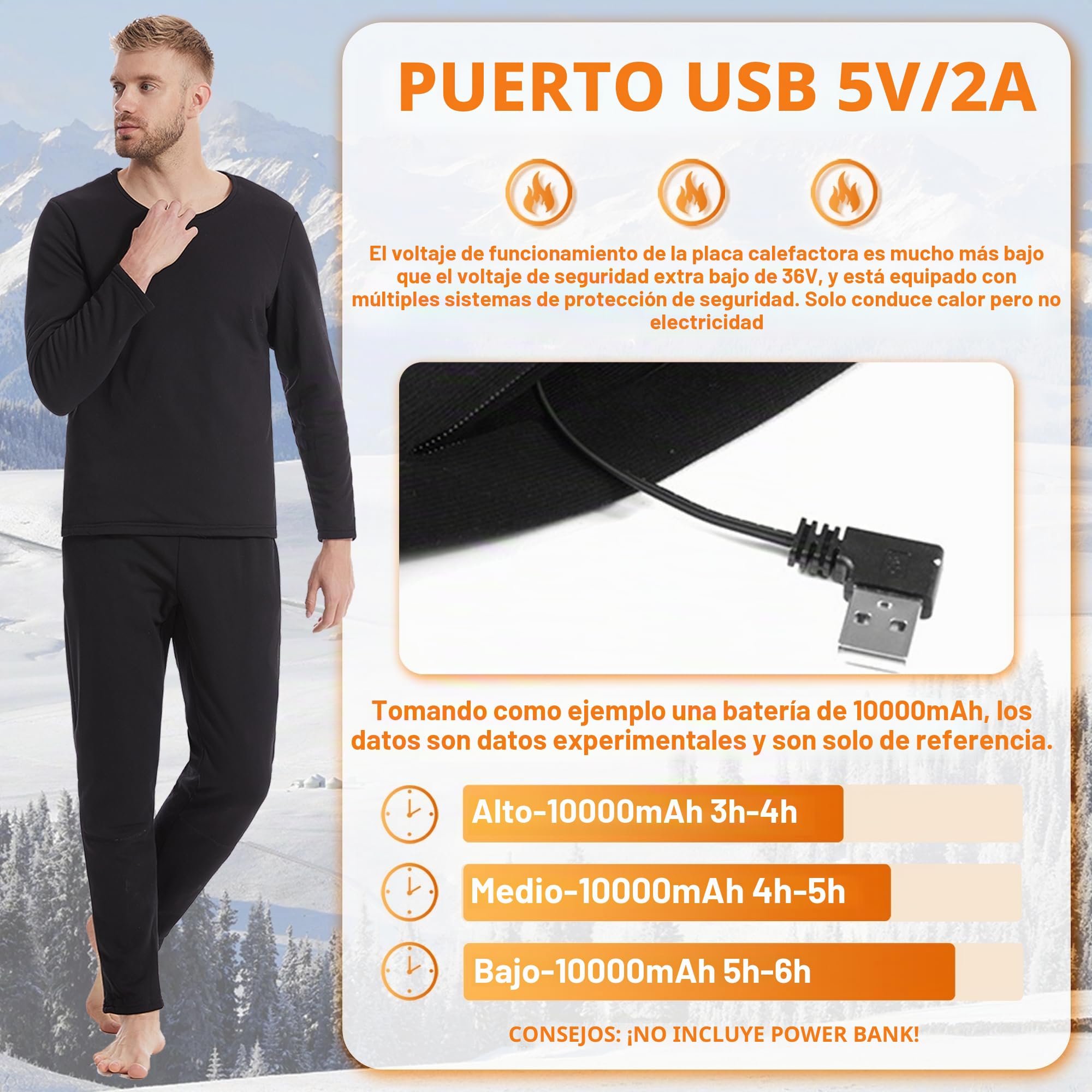 Camiseta Térmica Calefactada para Hombre Calefacción Eléctrica Ropa Interior Camisa Caza Esquí Moto Deporte Al Aire Libre Ropa Calefactada