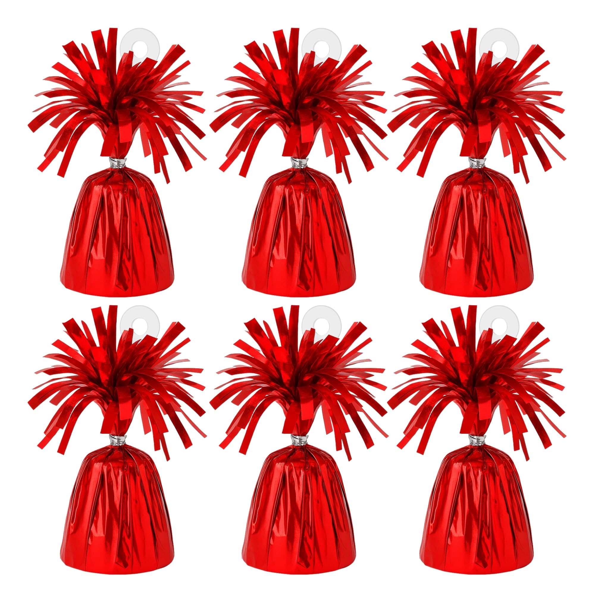 Foil Balloon Weights for Helium Balloons | Metallic Foil Balloon Holder | Birthday Parties, Events & Wedding Celebrations Decoration Accessory (Red, Pack of 6)