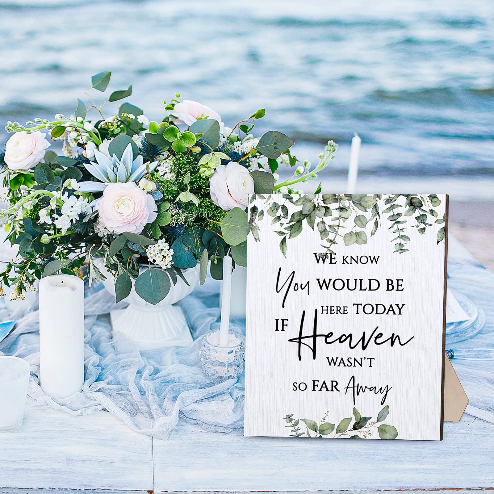 Letrero Personalizable De Mesa Para Boda En Recuerdo A Seres Queridos - Azul Marino Y Rosa (KP73) - Incluye Instrucciones De Personalización