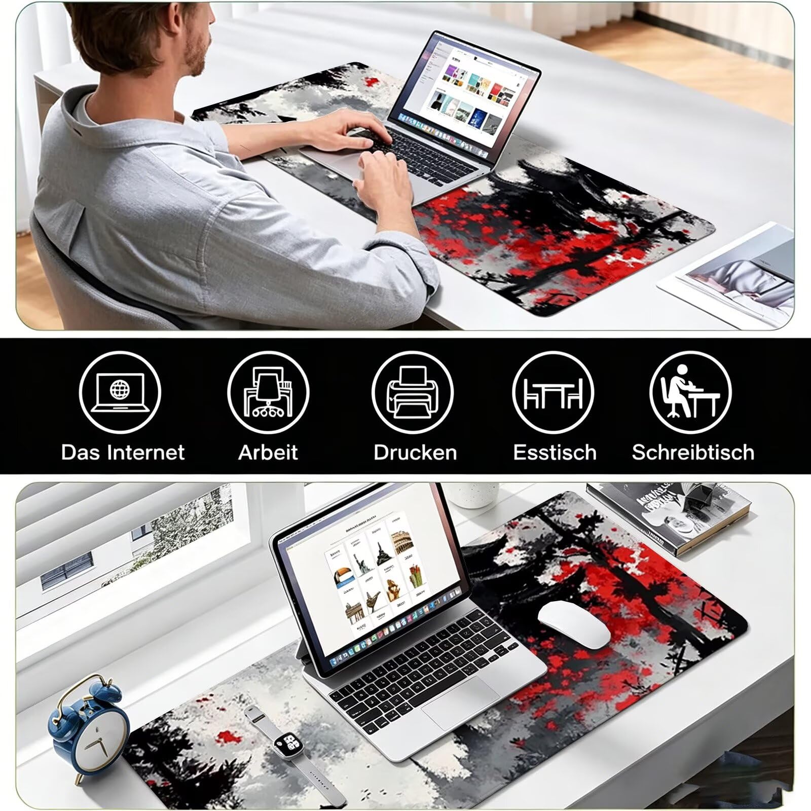 Tappetino Mouse Gaming, 1200x600mm Tappetino Mouse XXL Retro 0c0-238 | Mouse Pad Grande, Ottimizzato per i Sensori da Gioco, Migliora Precisione e Velocità, per Mac e PC, Samurai (2)