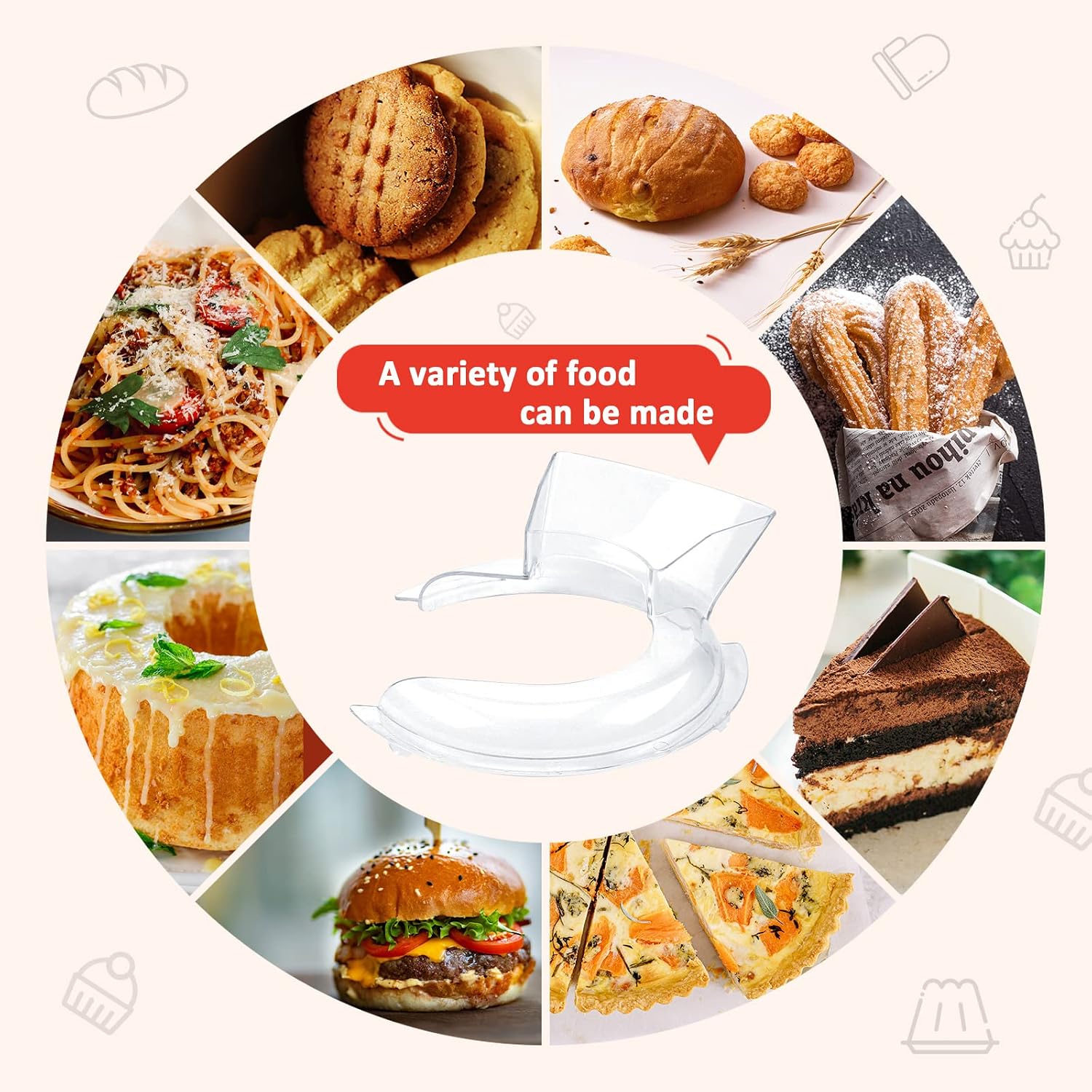 KN1PS Pouring Shield 4.5-5 qt,KN1PS Pouring Shield Stand Mixer Compatible with Kitchen Mixers Bowl, Replace W11312468 W10616906 WPW10616906 W11298367,Prevent Ingredients From Splattering
