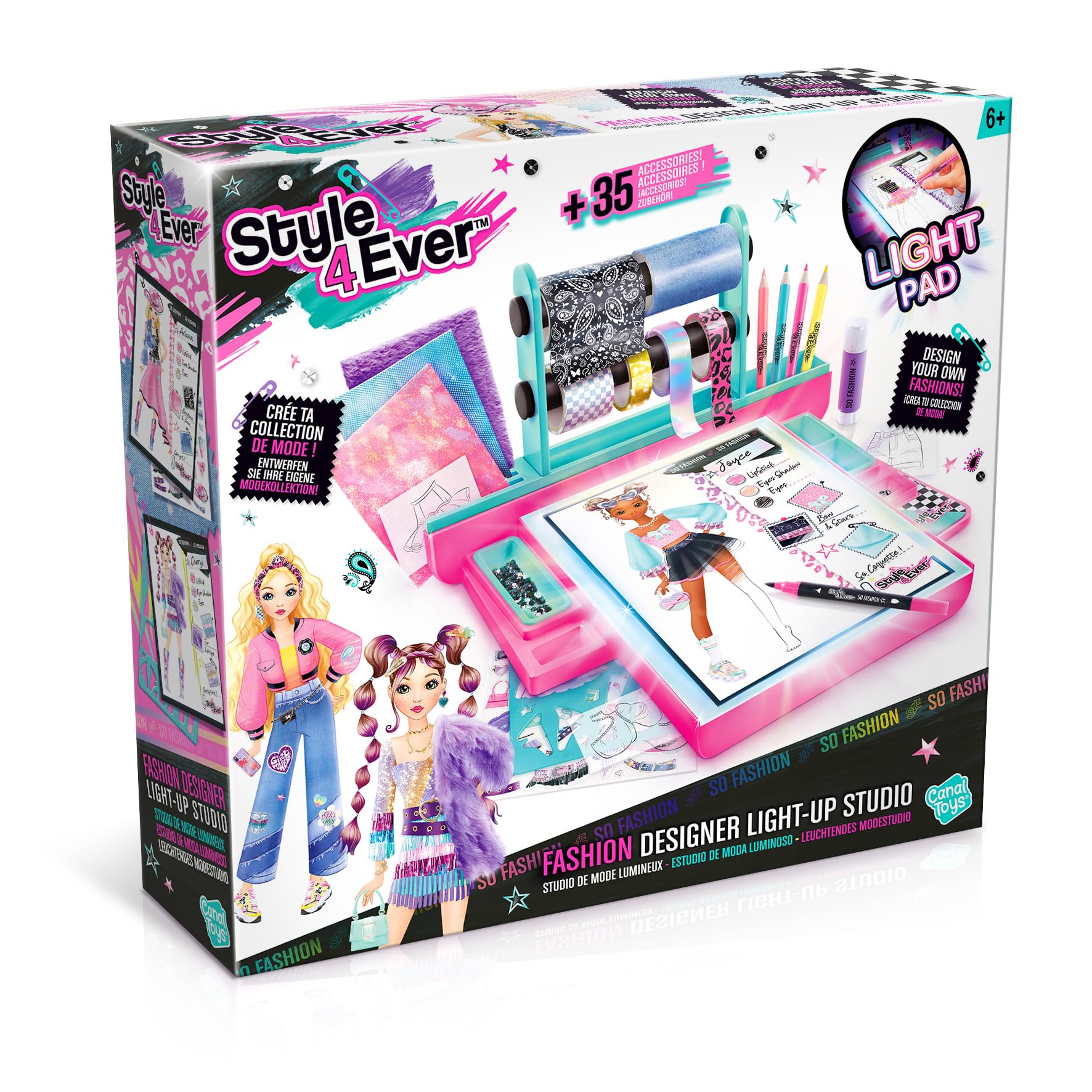 Canal Toys - Style 4 Ever - Studio de Mode Lumineux Fashion Designer - Créer des Looks comme Une Vraie Styliste - Idée Cadeau Enfant 6 Ans + - Jouet Enfant & Loisir Créatif - 35 Accessoires - OFG 303