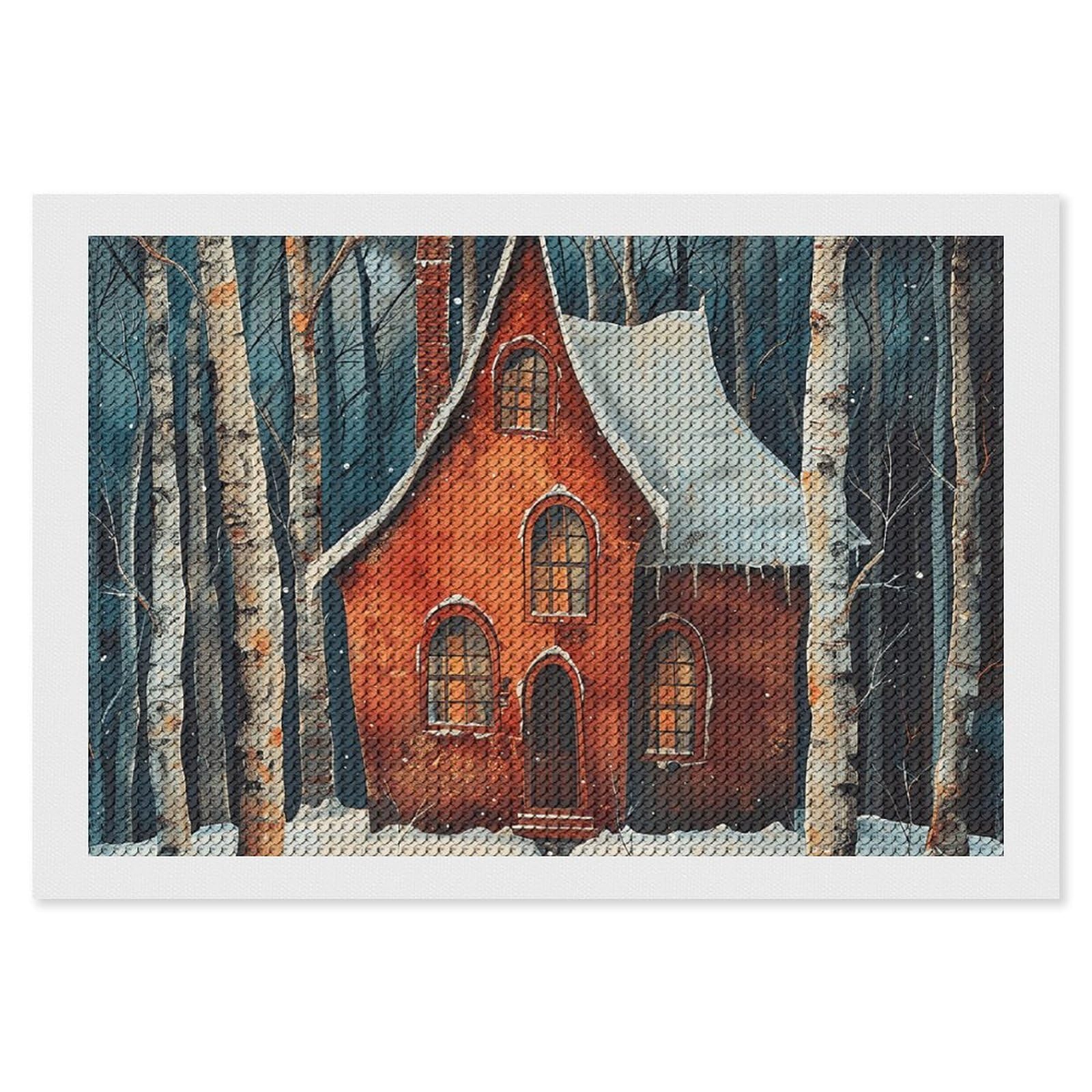 Winter Pictures Diamond Art Kits for Adults, DIY 5D Diamonds Painting Kits for Beginner, Round Full Drill Diamond Dots Painting, 8"x12" Diamonds Pictures Gem Art and Crafts Wall Decor