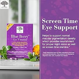 NEW NORDIC Blue Berry Eye Vitamin Lutein Supplement with Zinc, Supports Macular Pigmentation, Eye & Vision Function, 120 Tablets (Pack of 1)