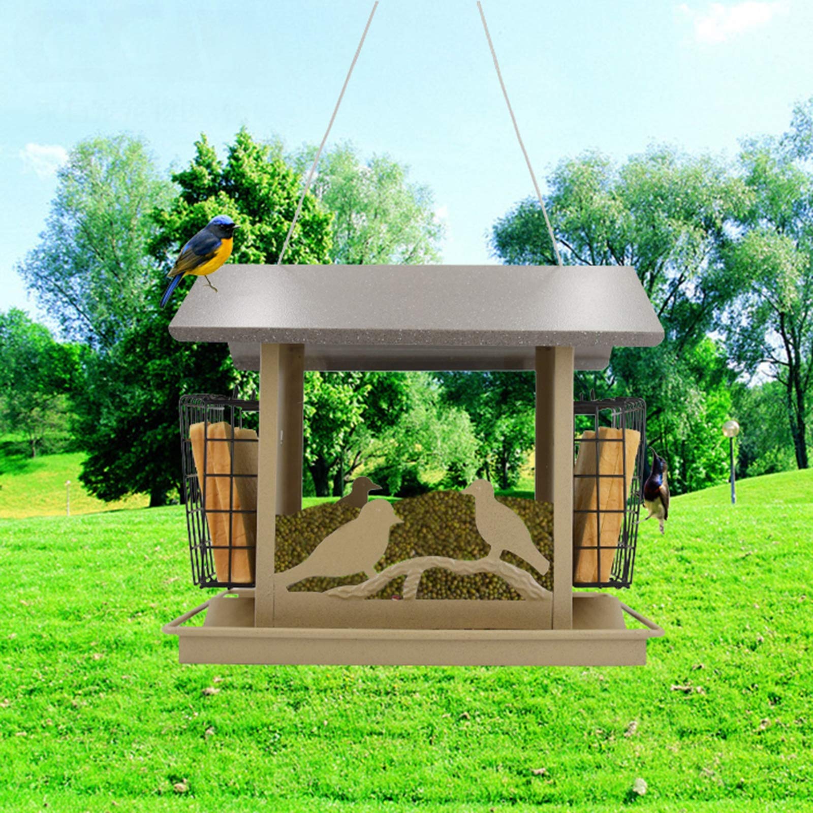 Vogelhaus-Vogelhäuser Vogelhäuschen aus Holz Vogelhausständer Nistkasten,Vogelfutterhaus groß aus Natur-Holz,Vogelhaus zum aufhängen wetterfest I Futterhaus für Vögel, Vogelhäuschen, Vogel Haus