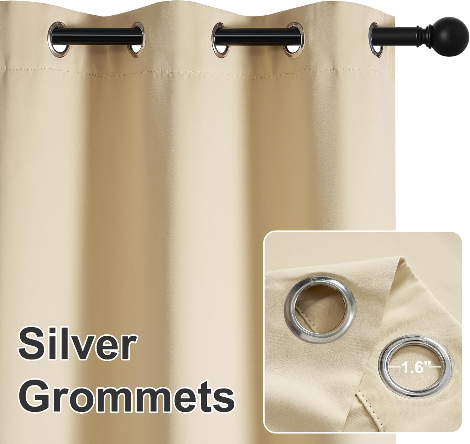 RYB HOME Outdoor Curtains for Patio Waterproof Block Sunlight Thermal Insulated Privacy Assured Thick Outside Curtains for Pergola, Deck, Gazebo, W52 x L108, Biscotti Beige, 1 Panel