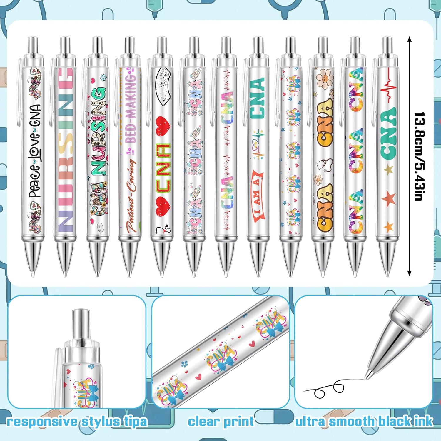 Resurhang 96 Pcs CNA Week Gift Nursing Assistant Week Gifts Notepads with Pens Nursing Sticky Notes Ballpoint Pens Bulk Nurse Essential to Do List Memo Pads for Women Men CNA Medical Gift