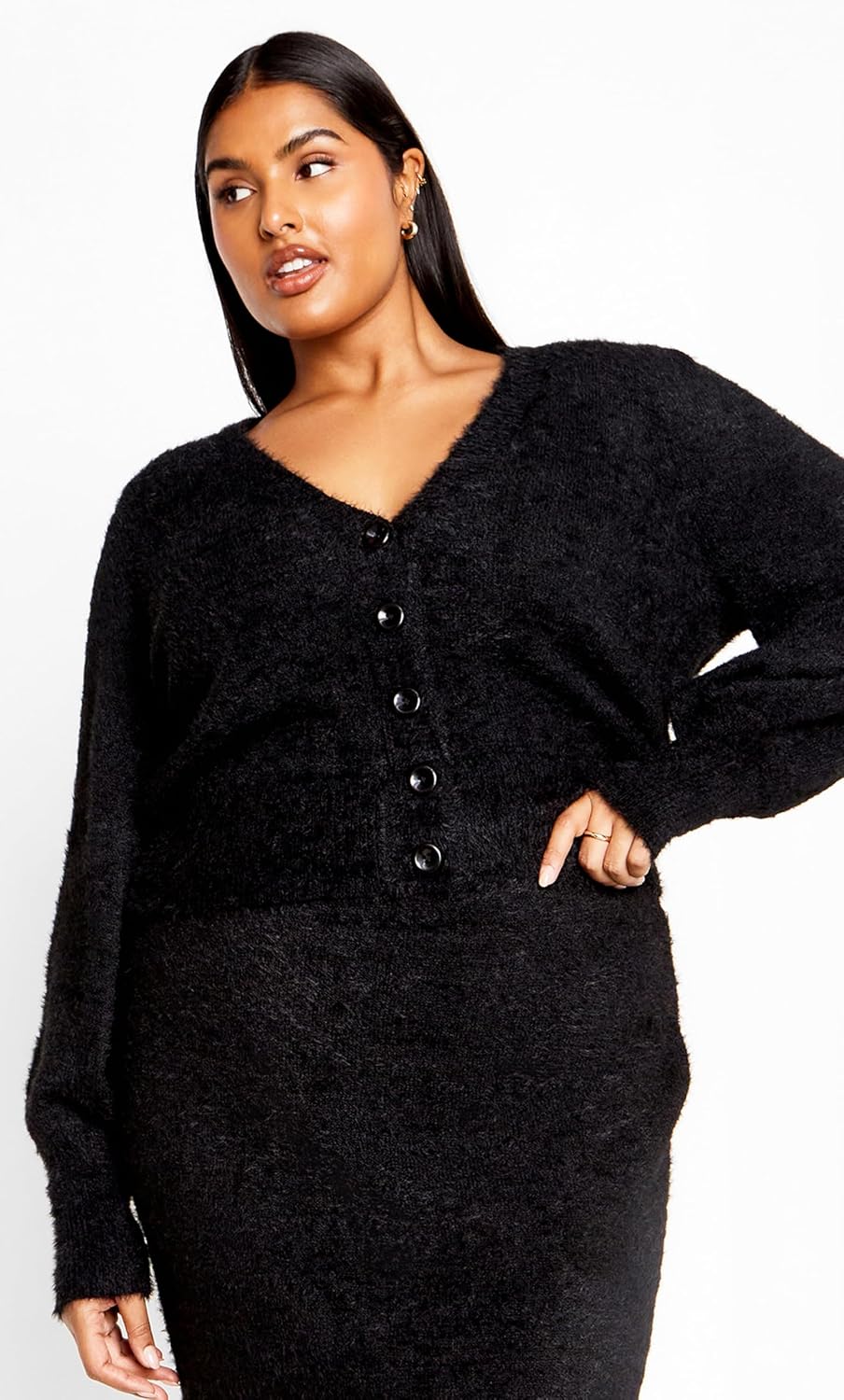City Chic Women's Plus Size Cardi Fluffy Button - Image 7
